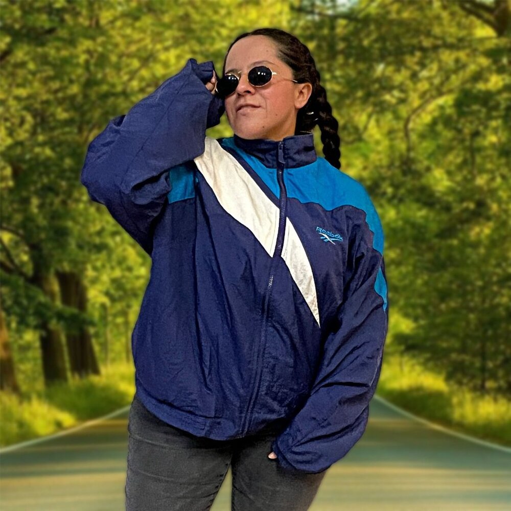 Reebok Vintage Windbreaker Full Zip Jacket Logo Outwear Oversized Sweater Unisex